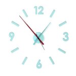 Horloge murale 3d menthe et rouge diy. pas de tic - tac. m�tal et abs. aiguilles de 9 x 31 et chiffres ...