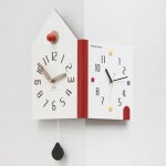 Horloge murale d'angle blanche a double cadran quartz silencieuse 60 x 30 cm yonis