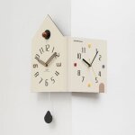 Horloge murale d'angle � deux cadrans silencieuse � pendule 53 x 26 cm yonis