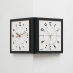Horloge murale d'angle double face aspect bois quartz silencieux yonis