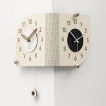 Horloge murale d'angle double face � quartz silencieux beige yonis