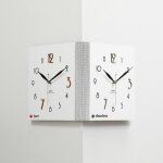 Horloge murale d'angle double face � quartz silencieux blanc 60 x 30 x 27 cm yonis