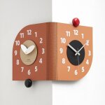 Horloge murale d'angle double face � quartz silencieux installation sans per�age yonis