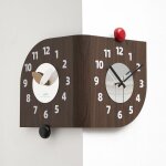 Horloge murale d'angle double face � quartz silencieux marron fonc� yonis