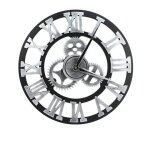 Horloge murale argent�e en bois style r�tro chiffres romains 40, 6 cm m�canisme quartz silencieux sans ...