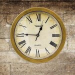 Horloge murale avec coffre secret de rangement 25 cm silencieuse brass yonis