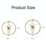 Horloge murale d�corative silencieuse en m�tal et bois pour salon 60cm noir yonis