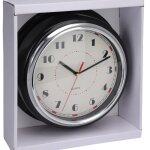 Horloge murale design noire et argent �30 cm avec cadran lisible