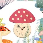 Horloge murale enfant silencieuse color�e champignon d�corative plexiglass yonis