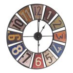 Horloge murale - lana deco - rtro multicouleur - mtal - 60 cm - intrieur