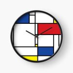 Horloge murale mondrian minimaliste de stijl modern art fatfatin=443 30cm dcoration artistique pour ...