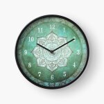 Horloge murale mur de mandala de style indien, vintage bohme vert dlav, mur de mditation hippie zen=118 ...