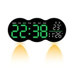 Horloge murale num�rique led 28 cm avec t�l�commande alarme et compte � rebours vert yonis