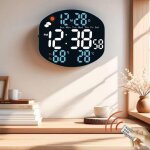 Horloge murale num�rique m�t�o avec t�l�commande temp�rature humidit� alarme bleu + blanc yonis