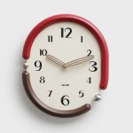 Horloge murale ovale silencieuse � quartz avec aiguilles en noyer 31 x 37 cm yonis