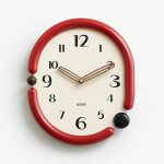 Horloge murale ovale silencieuse � quartz avec aiguilles en noyer 31 x 37 cm yonis