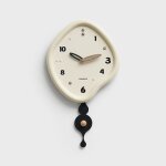 Horloge murale a pendule silencieuse forme irr�guli�re quartz 61 x 35 cm beige yonis
