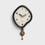 Horloge murale a pendule silencieuse forme irr�guli�re quartz 61 x 35 cm noir yonis
