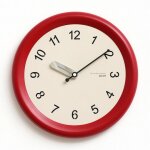 Horloge murale quartz silencieuse rouge 39 cm design r�tro 3d yonis