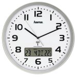 Horloge murale radio - pilot�e  extra  av. indic. de date et de temp�r.