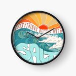 Horloge murale tout est meilleur avec salt surf retro sunset waves=2415 30cm dcoration artistique pour ...