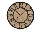 Horloge murale silencieuse r�tro m�tal noir 34 cm, cadran lisible chiffres arabes, m�canisme fluide, ...