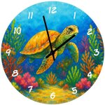 Horloge murale tortue marine en verre 29 cm d�coration oc�an