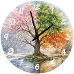 Horloge murale verre arbre des quatre saisons 29 cm