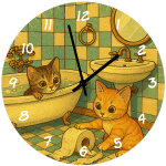 Horloge murale en verre chats salle de bain 29 cm