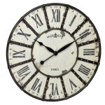 Horloge murale vintage xxl avec applications en m�tal, analogique, chiffres romains, blanc, tfa 60. 3039. ...