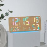 Horloge num�rique murale et de bureau rgb temp�rature humidit� double alarme yonis