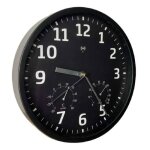 Horloge radiopilot�e confort plastique verre noir et blanc Ø 25cm