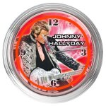 Horloge ronde n�on rouge johnny hallyday