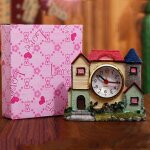 Horloge rose el�gante d�coration maison chambre r�sine verre plastique 12. 5x11. 5cm rose 2 yonis