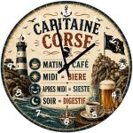 Horloge verre 29 cm capitaine corse d�co marine vintage