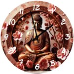 Horloge en verre bouddha fleurs de cerisier