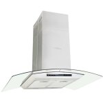 Hotte �lot 90 cm inox verre lcd led filtre charbon tactile silencieuse