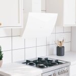 Hotte murale 60 cm acier et verre trempe blanc