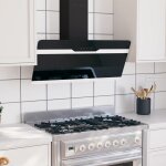 Hotte murale 90 cm acier et verre trempe noir