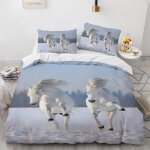 House de couette x polyester coton linge de lit doux confortable cheval housses de couettes x cm avec ...