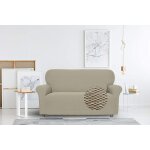 Housse de canap� �lastique : gris tourterelle / 2 places