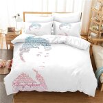 Housse de couette et 2 taies d'oreiller audrey hepburn parure de lit double en microfibre avec fermeture ...