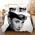 Housse de couette et 2 taies d'oreiller audrey hepburn parure de lit double en microfibre avec fermeture ...