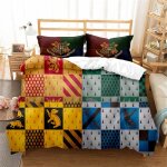Housse de couette 200x200 parure de lit queen size parure de lit 2 personnes avec magic harry potter ...