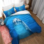 Housse de couette 200x200, parure de lit queen size, parure de lit 2 personnes avec motif dauphin sautant, ...