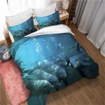 Housse de couette 200x200, parure de lit queen size, parure de lit 2 personnes avec motif dauphin sautant, ...