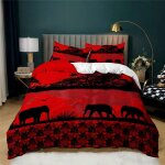Housse de couette 200x200cm el�gante - dinosaure monde rouge espace parure de lit avec fermeture eclair ...
