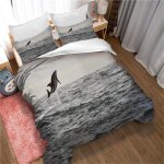 Housse de couette 200x200cm el�gante - parure de lit avec fermeture eclair motif dauphin saut - housse ...