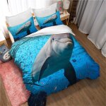 Housse de couette 200x200cm el�gante - parure de lit avec fermeture eclair motif dauphin saut - housse ...