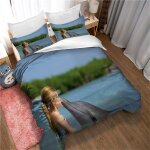 Housse de couette 3 pieces ultra douce avec fermeture eclair motif dauphin sautant, parure de lit 100 ...